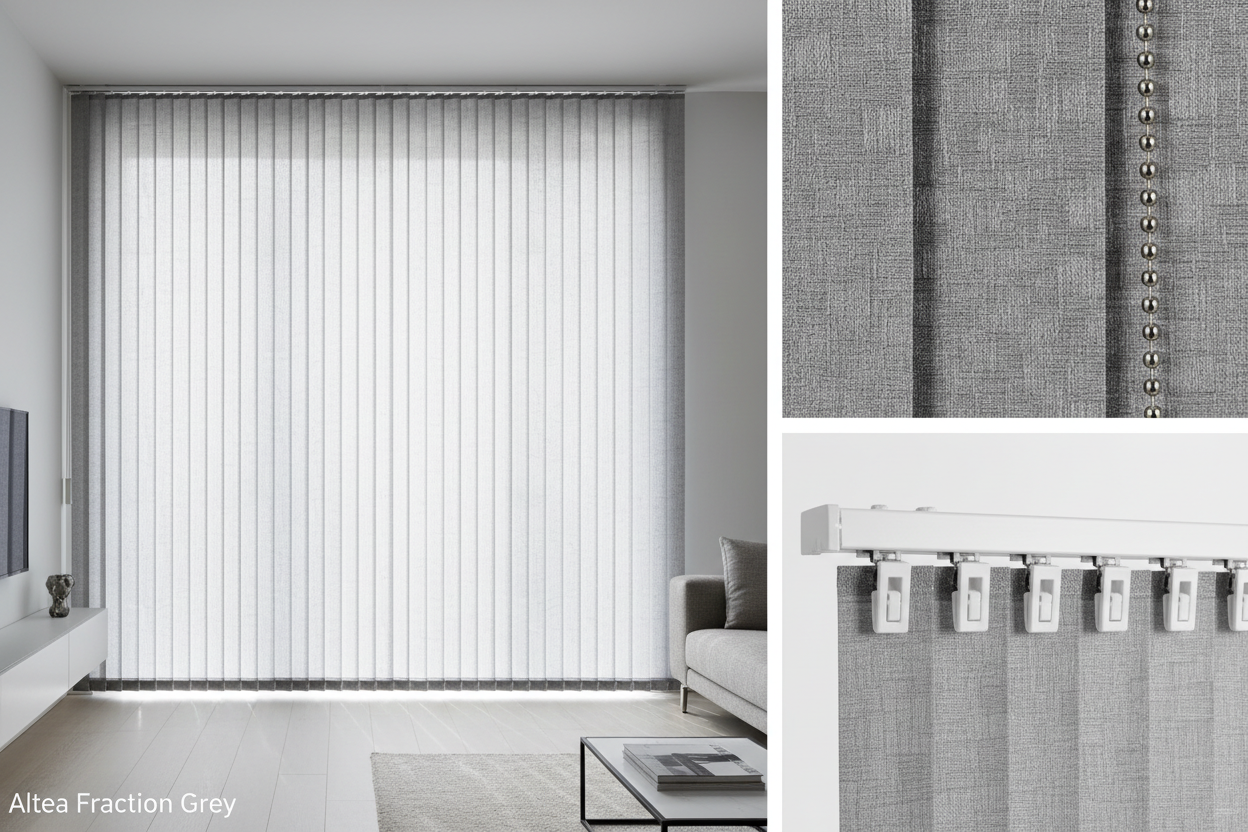 Altea Fraction Grey Vertical Blind Slats (89mm)
