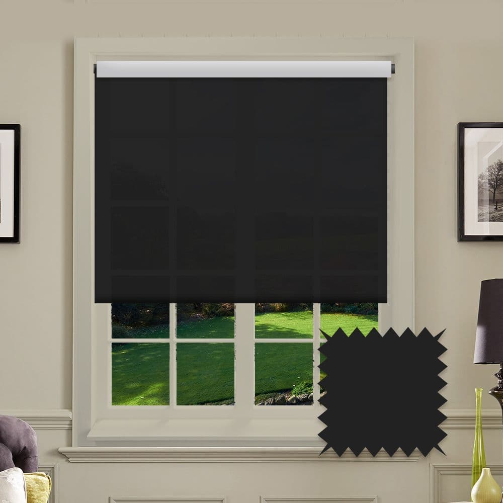 Black Blackout Roller Blind - Como Drama