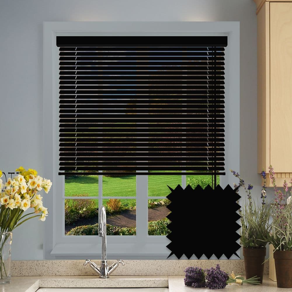 Black Satin Aluminium venetian blind Just Blinds