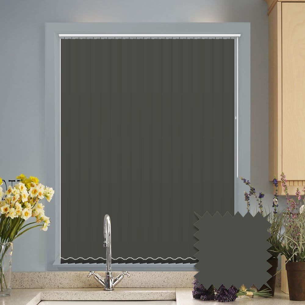 Blackout Bella Plain Mono Grey Vertical Blinds