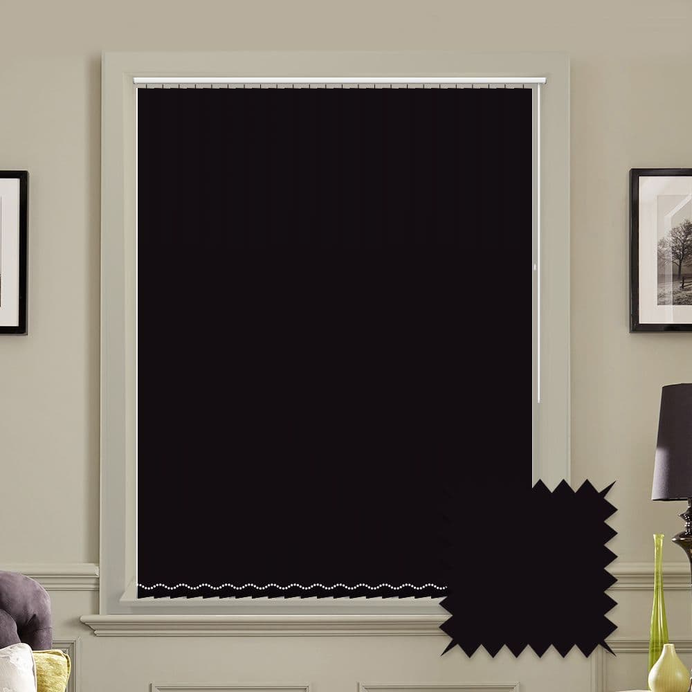 Blackout Bella Plain Noir Black Vertical Blinds