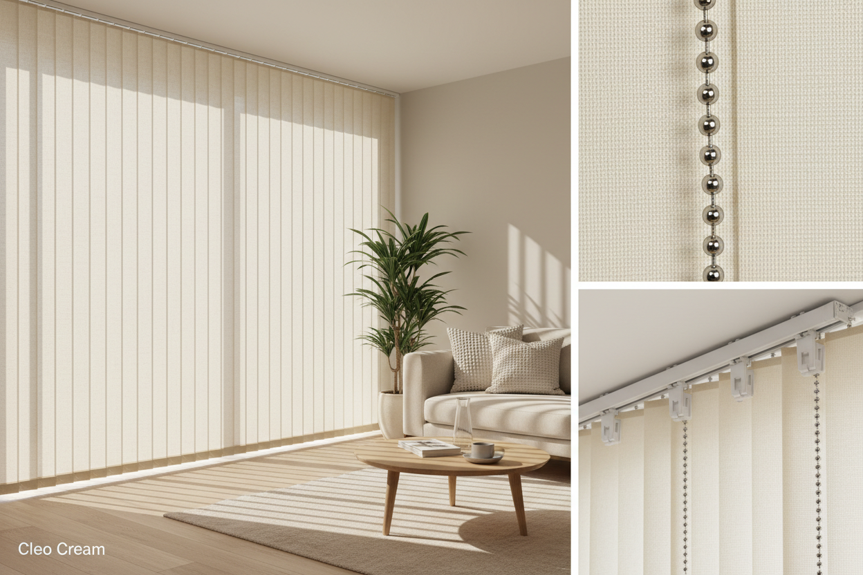 Cleo Cream Vertical Blind Slats (89mm)