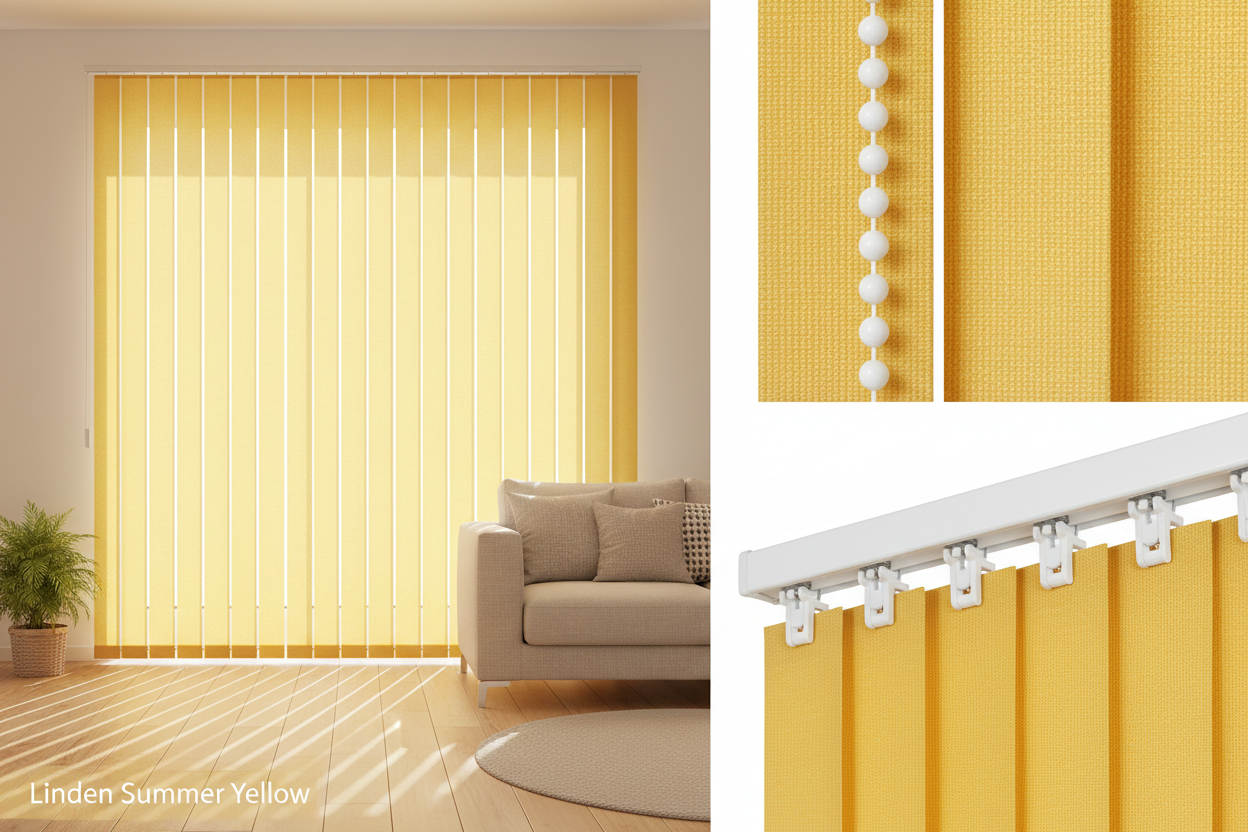 Linden Summer Yellow Vertical Blind Slats (89mm)