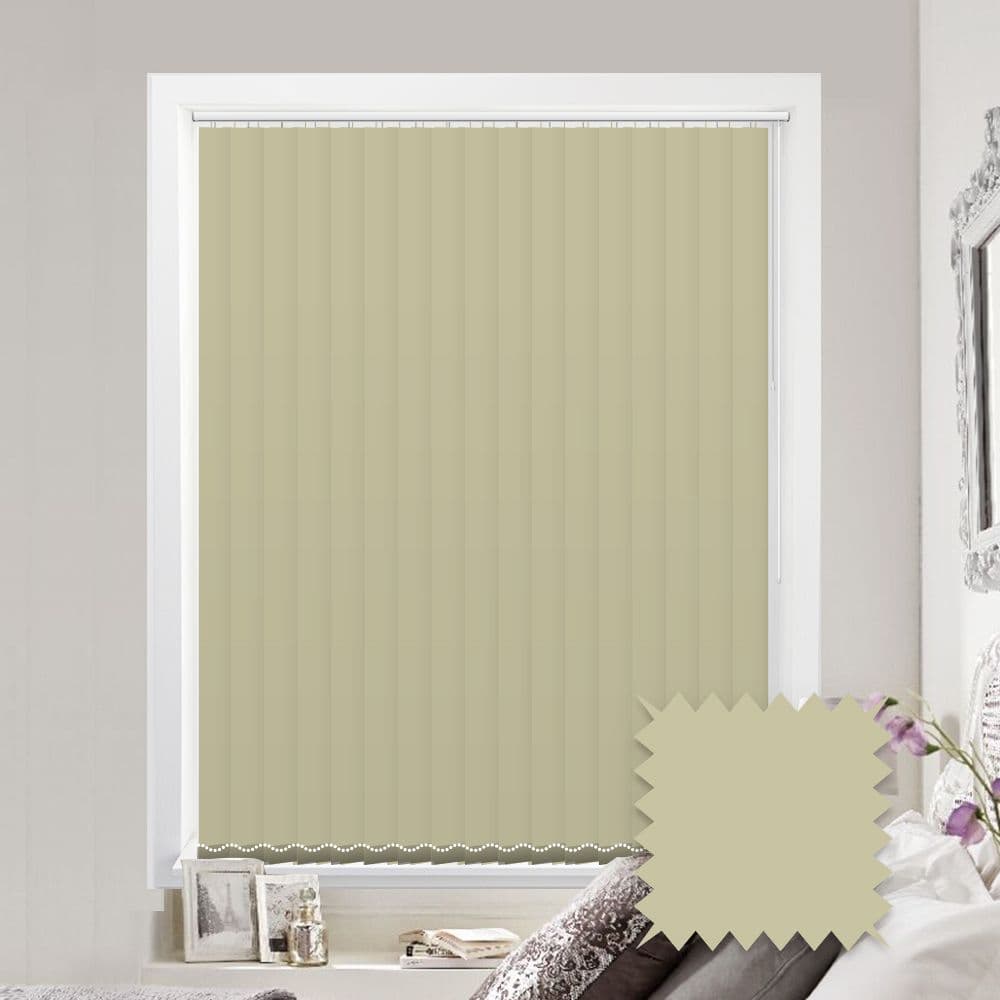 Made to measure vertical blinds in Como Harmony Cream plain blackout fabric
