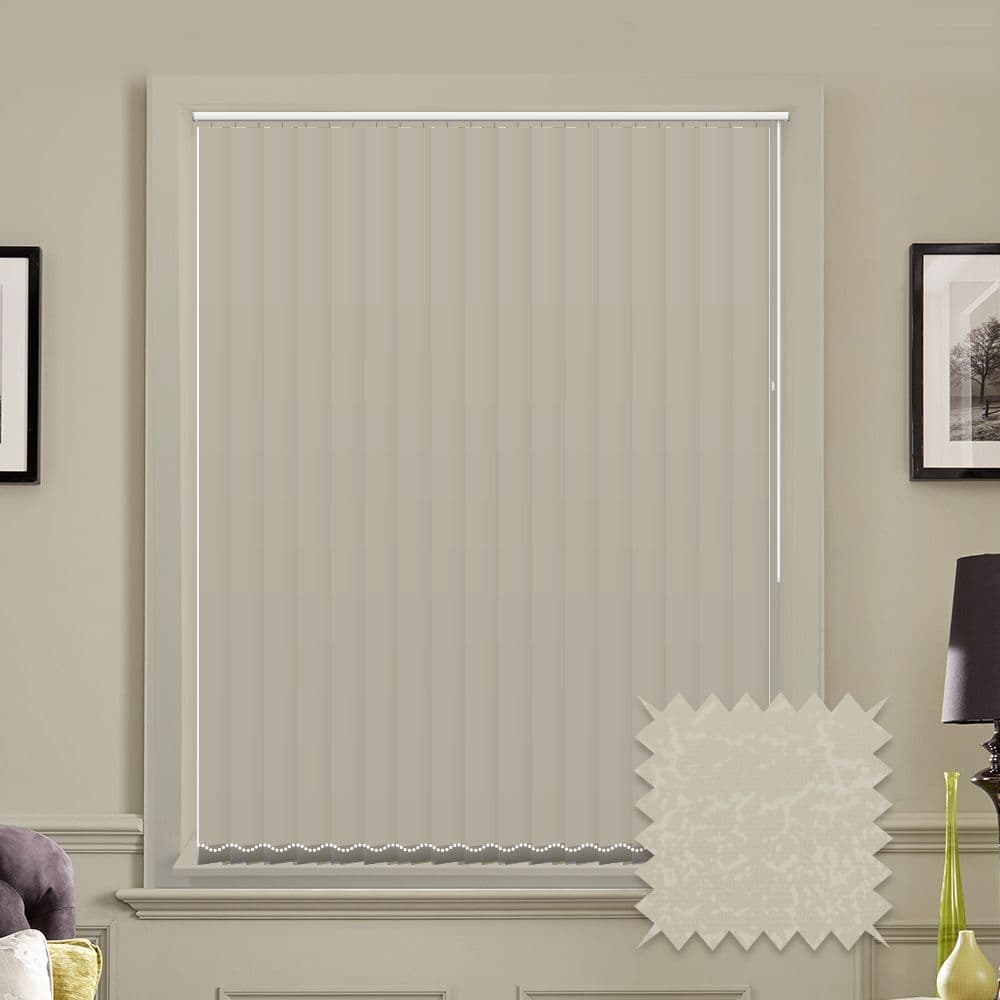 Made to Measure Vertical Blinds in PVC METZ IVORY Blackout fabric in a Marble Cream