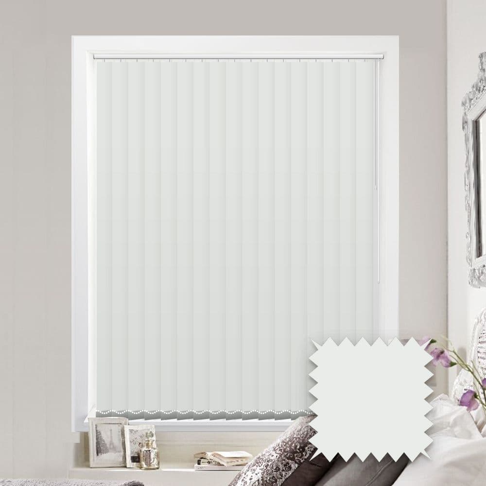 Made to measure vertical blinds in Scope Bare White plain fabric