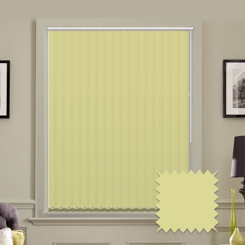 Made to measure vertical blinds in Splash Amalfi Yellow plain fabric