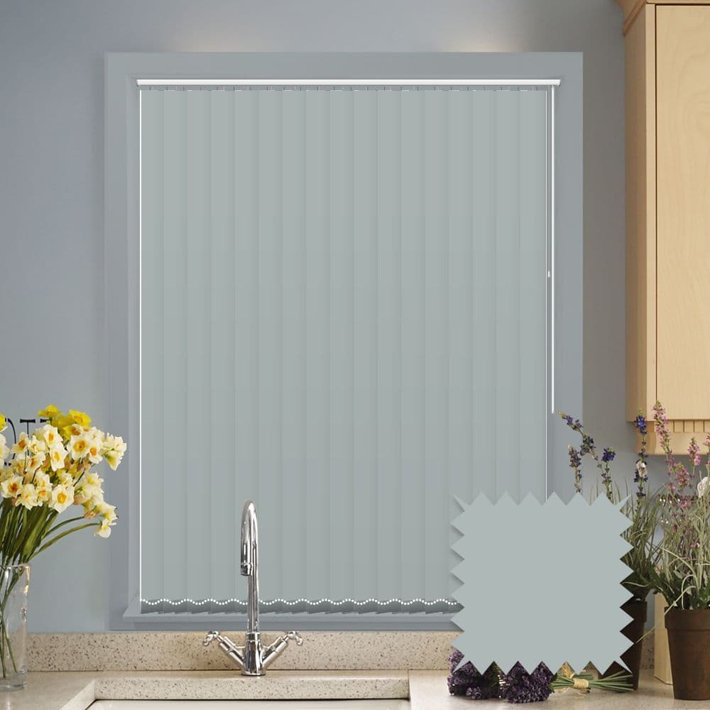 Made to measure vertical blinds in Splash Duck Egg Blue plain fabric