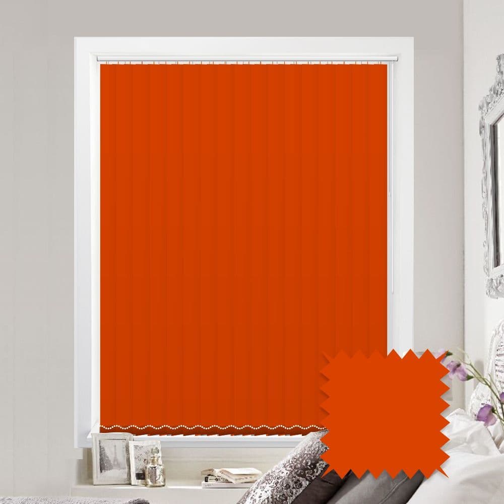 Made to measure vertical blinds in Splash Jazz Orange plain fabric