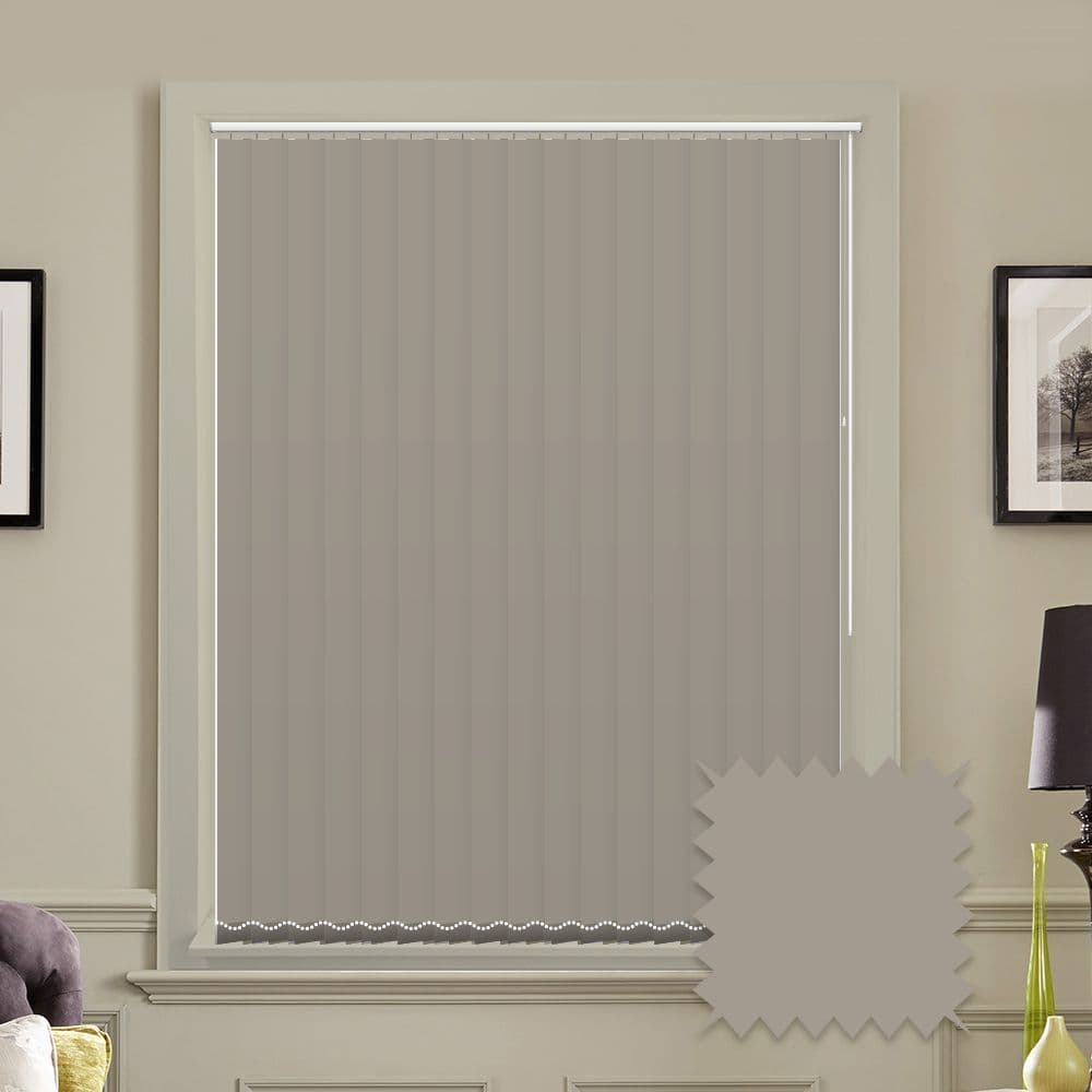 Made to measure vertical blinds in Splash Placid Beige plain fabric