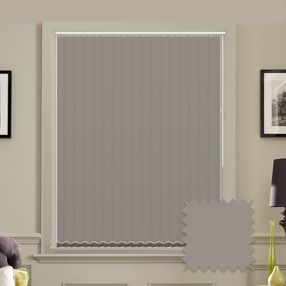 Made to measure vertical blinds in Splash Taupe plain fabric