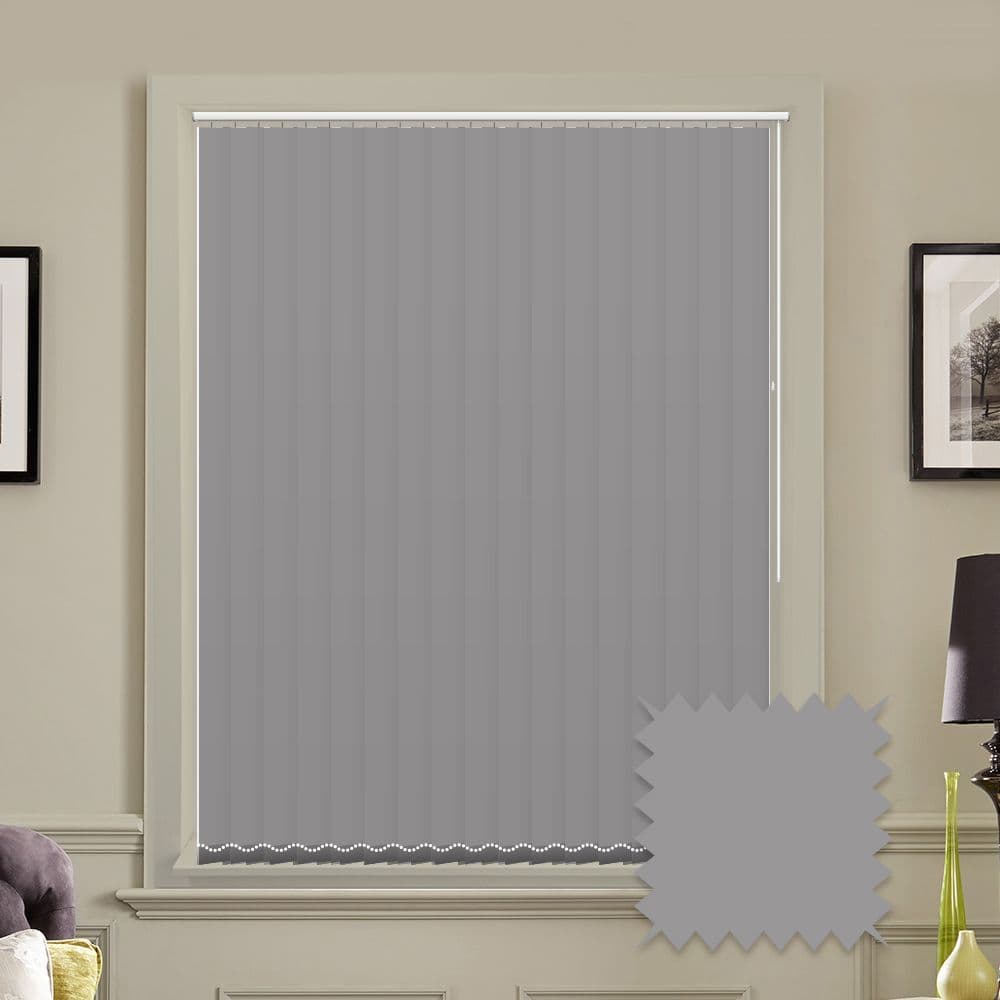 Made to measure vertical blinds in Splash Tropez Grey plain fabric