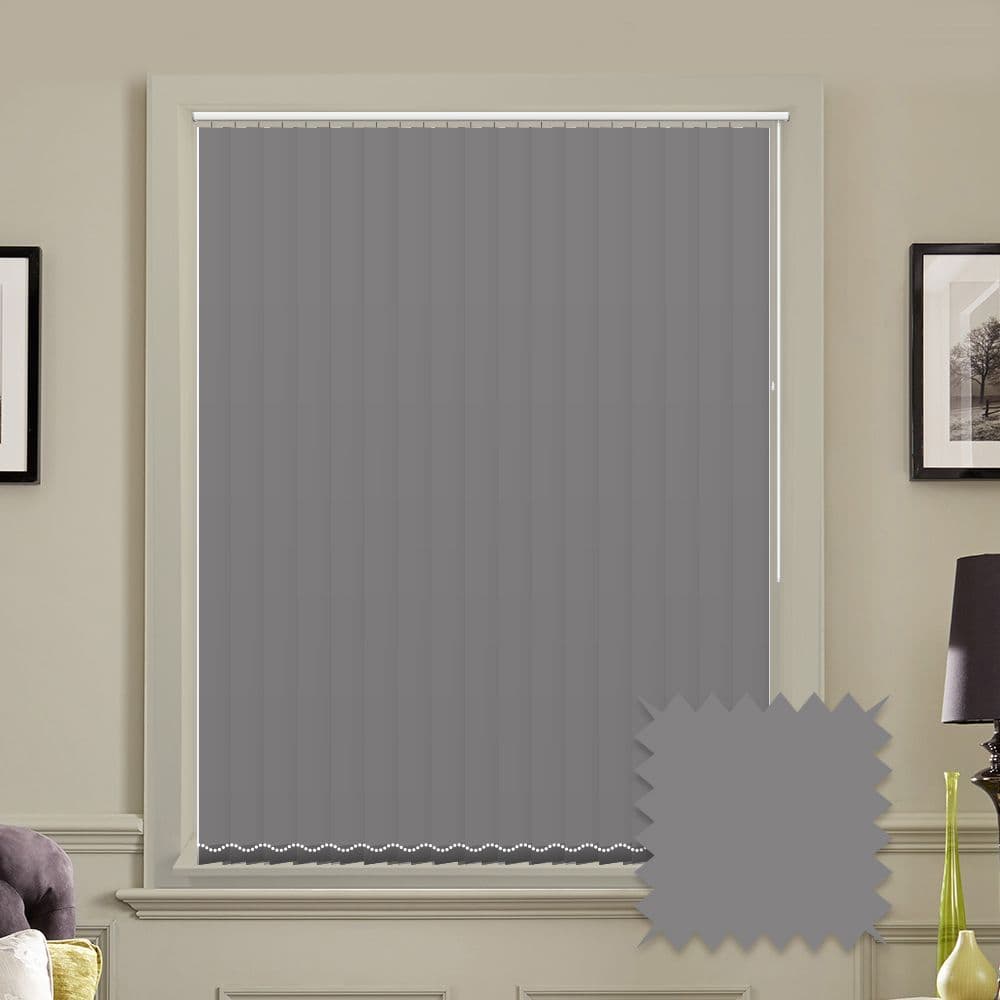 Made to measure vertical blinds in Splash Venom Grey plain fabric