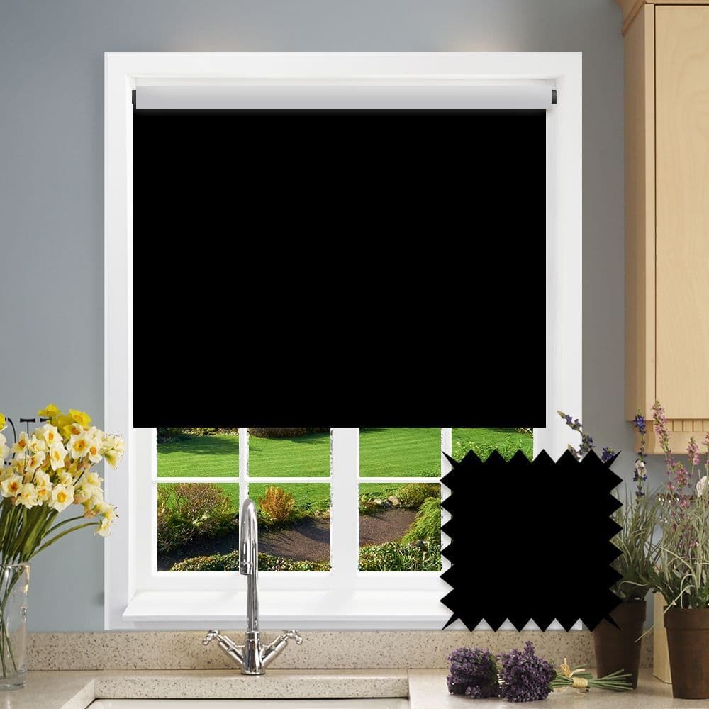 PVC Blackout Plain Black Roller Blind