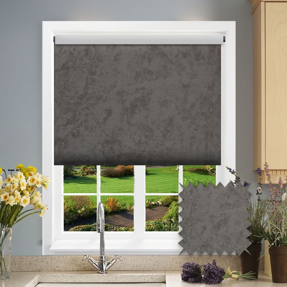 PVC Blackout Plain Earth Walnut Roller Blind