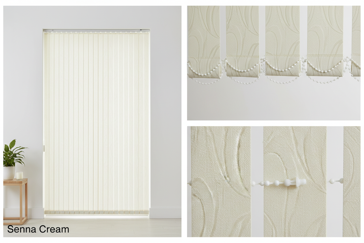 Senna Cream Vertical Blind Slats (89mm)