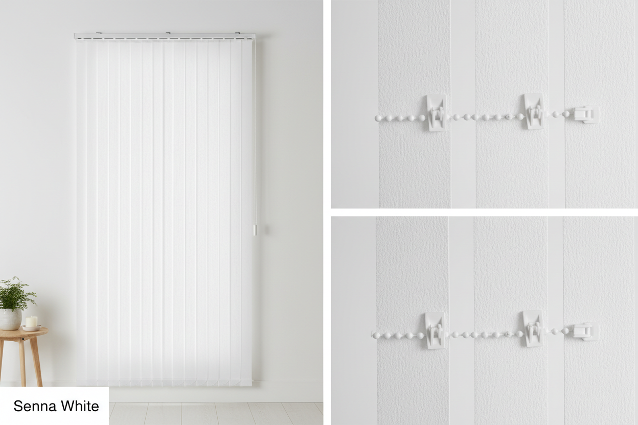 Senna White Vertical Blind Slats (89mm)
