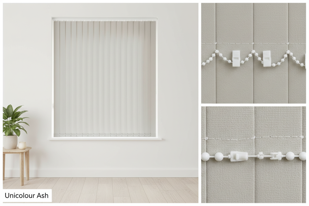 Unicolour Ash Vertical Blind Slats (127mm)
