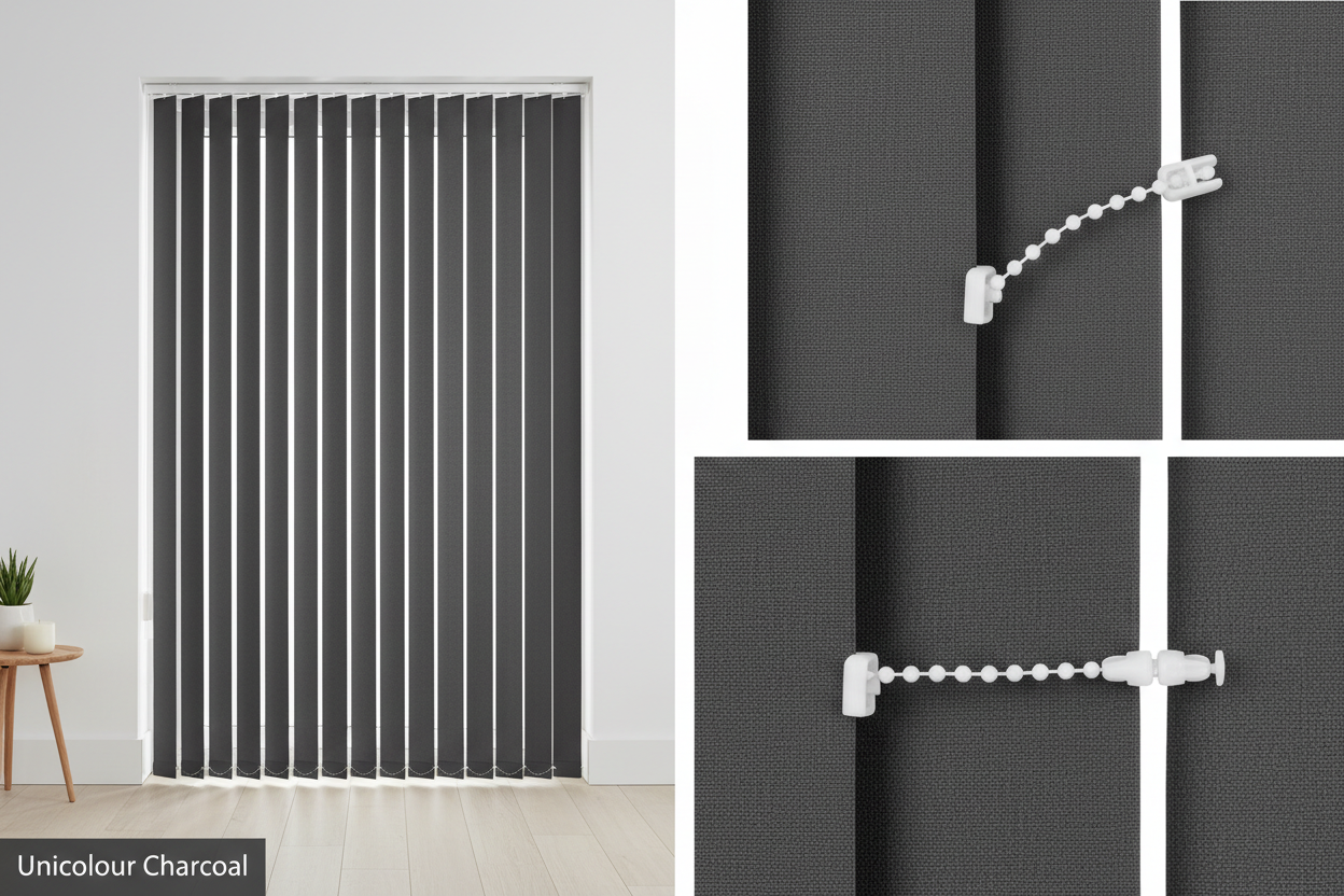 Unicolour Charcoal Vertical Blind Slats (127mm)