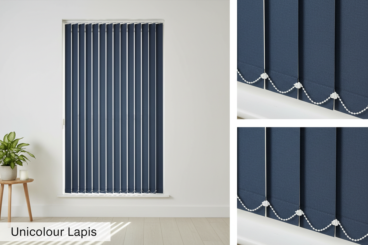 Unicolour Lapis Vertical Blind Slats (127mm)