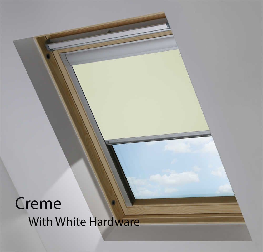 VELUX Blackout Roller Roof Blind in View Creme in White Hardware