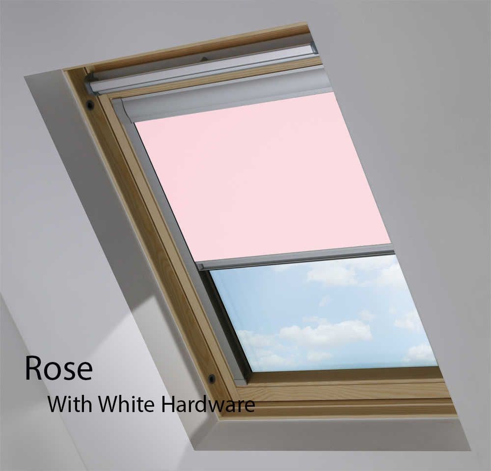 VELUX Blackout Roller Roof Blind in View Rose in White Hardware