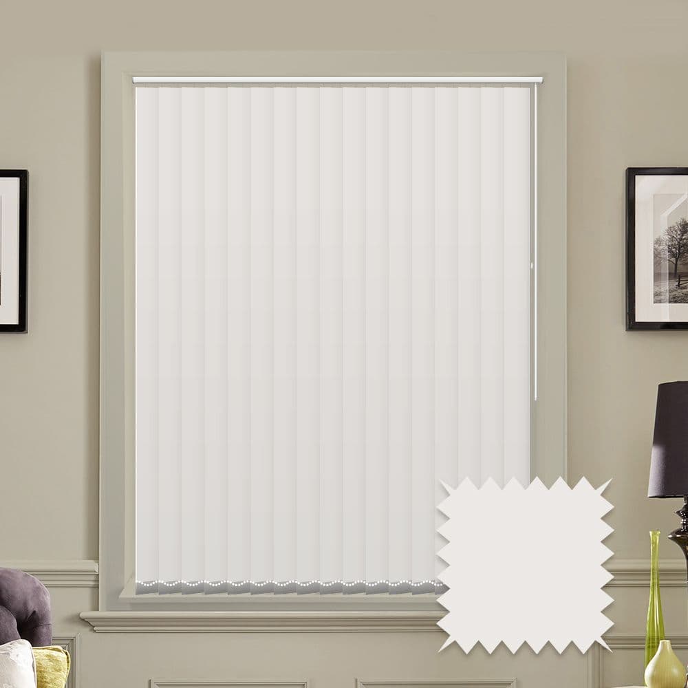 Vertical blinds made to measure in Optimum Snow White plain fabric