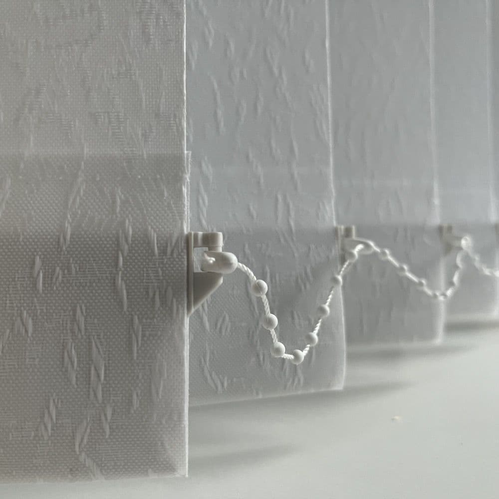 White replacement vertical blind slats in Cleo white 3.5" (89mm)