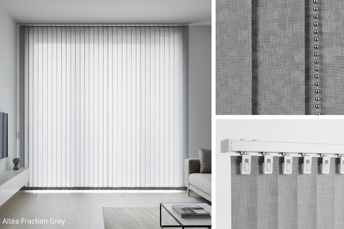 Altea Fraction Grey Vertical Blind Slats (89mm)