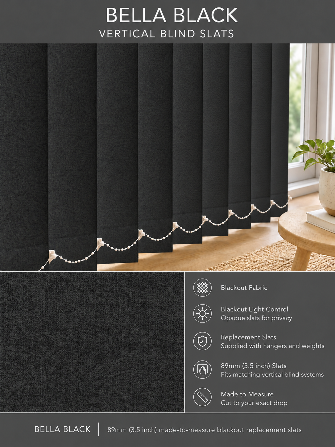 Bella Black Blackout Vertical Blind Slats — Fitz master template