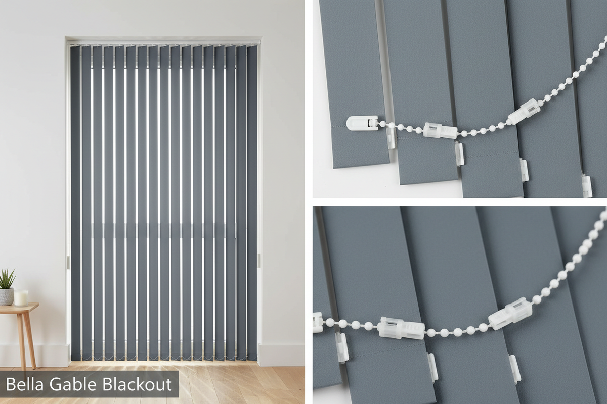 Bella Gable Blackout Vertical Blind Slats