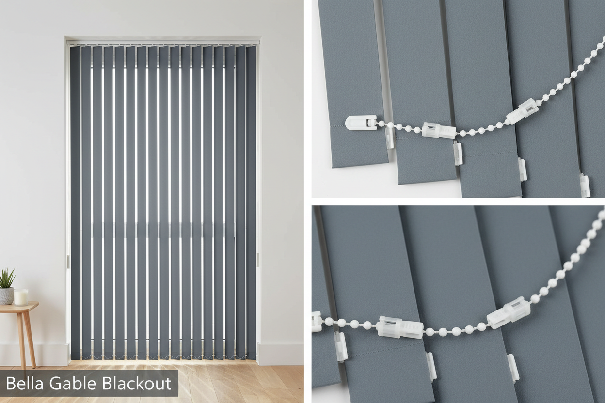 Bella Gable Blackout Vertical Blind Slats