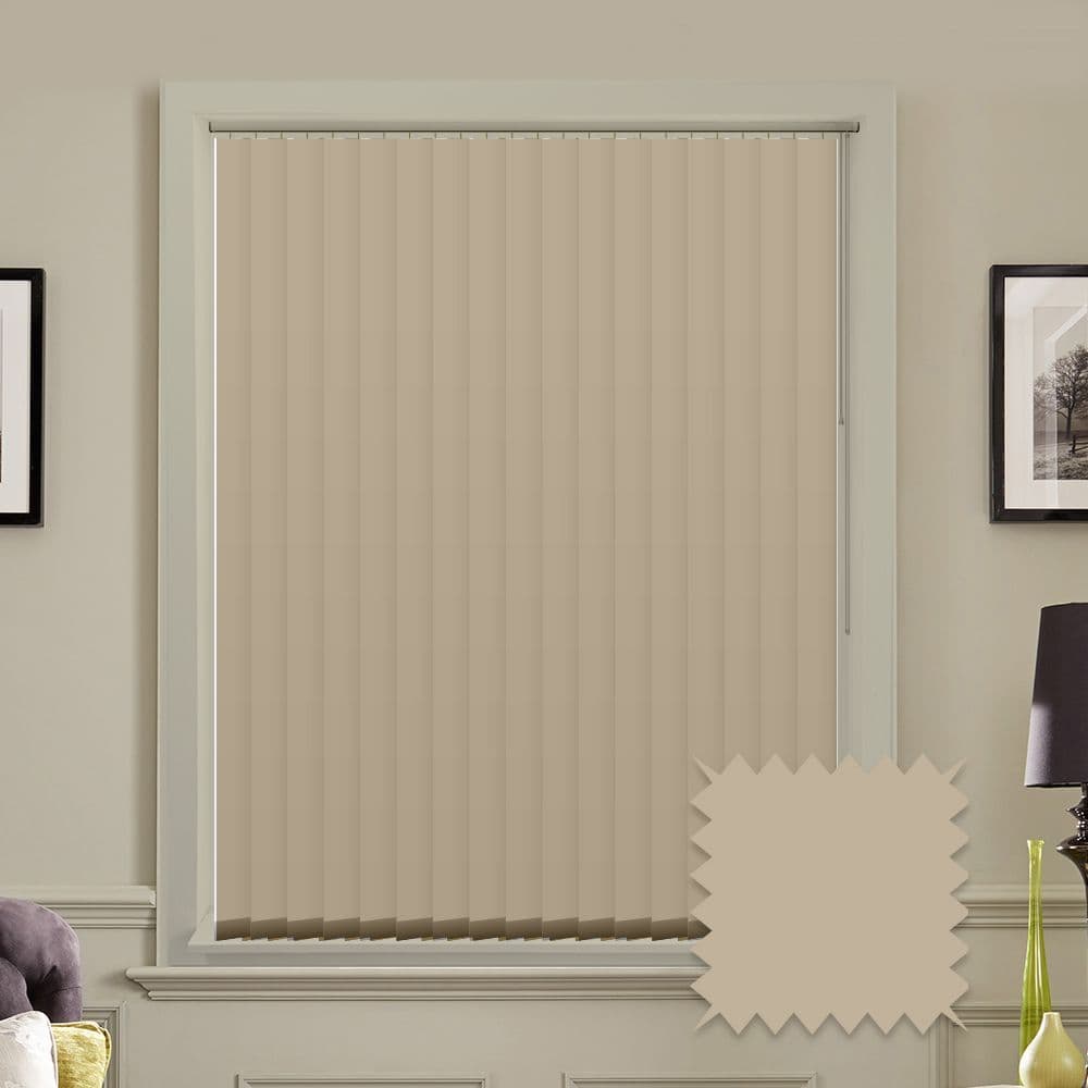 Blackout vertical blind slats in Bella Beige 3.5"