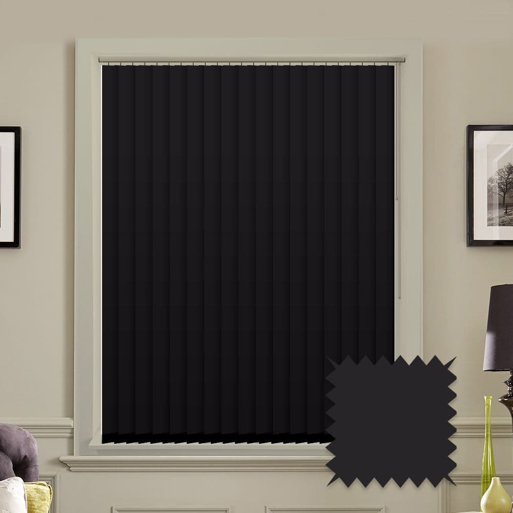 Blackout vertical blind slats in Bella Black 3.5"