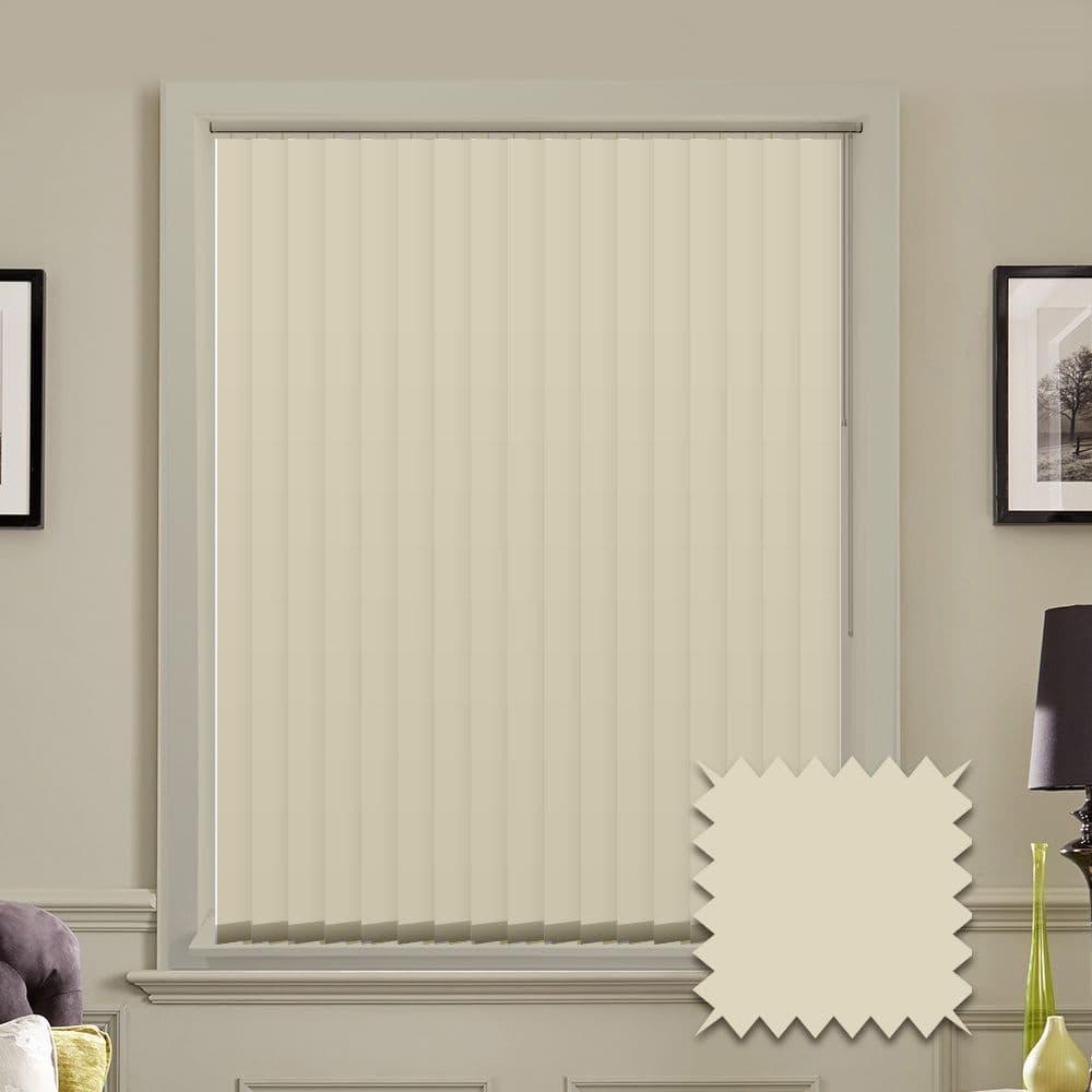 Blackout vertical blind slats in Bella Cream 3.5"