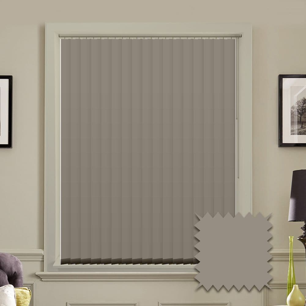 Blackout vertical blind slats in Bella Portobello Brown 3.5"