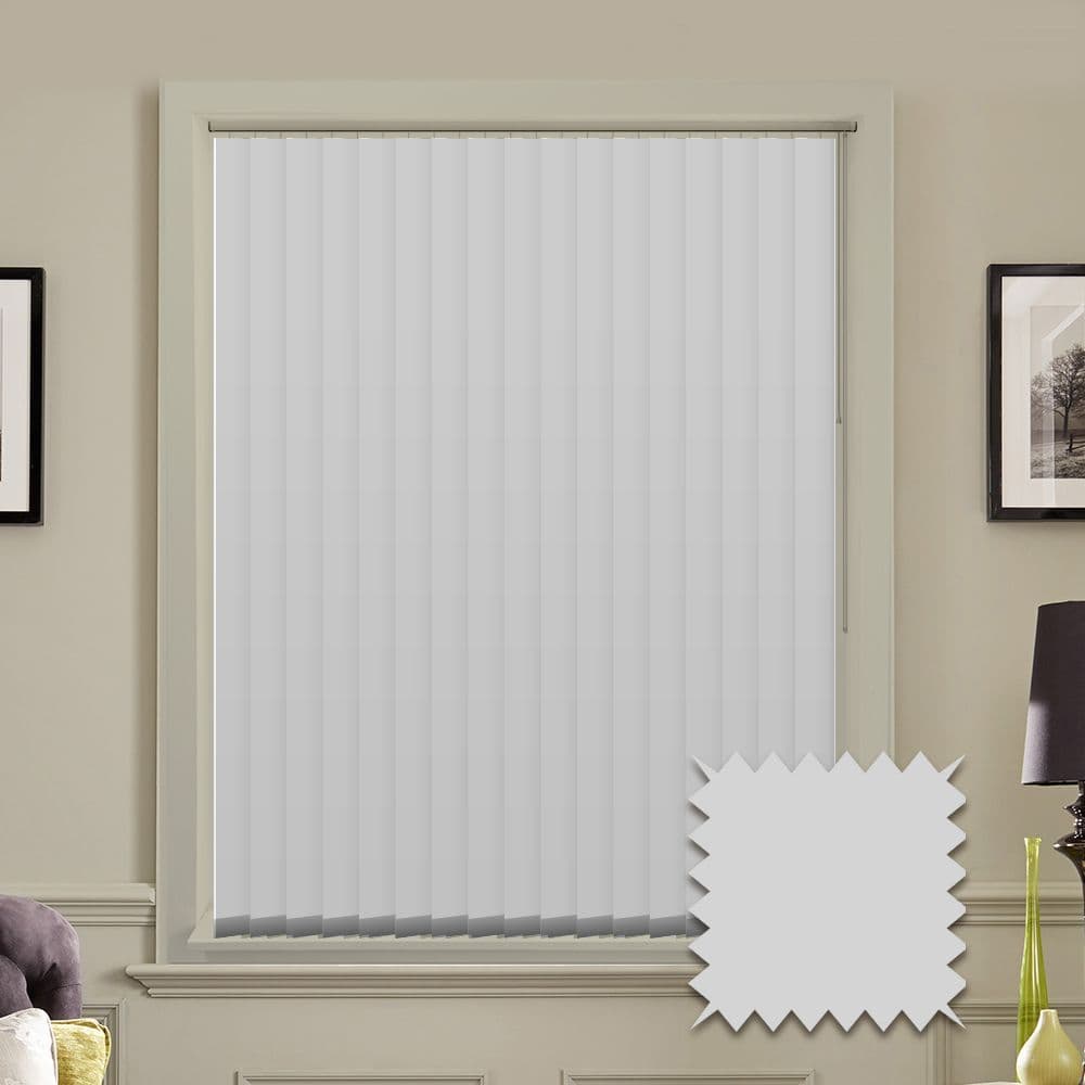 Blackout vertical blind slats in Bella Snow White 3.5"