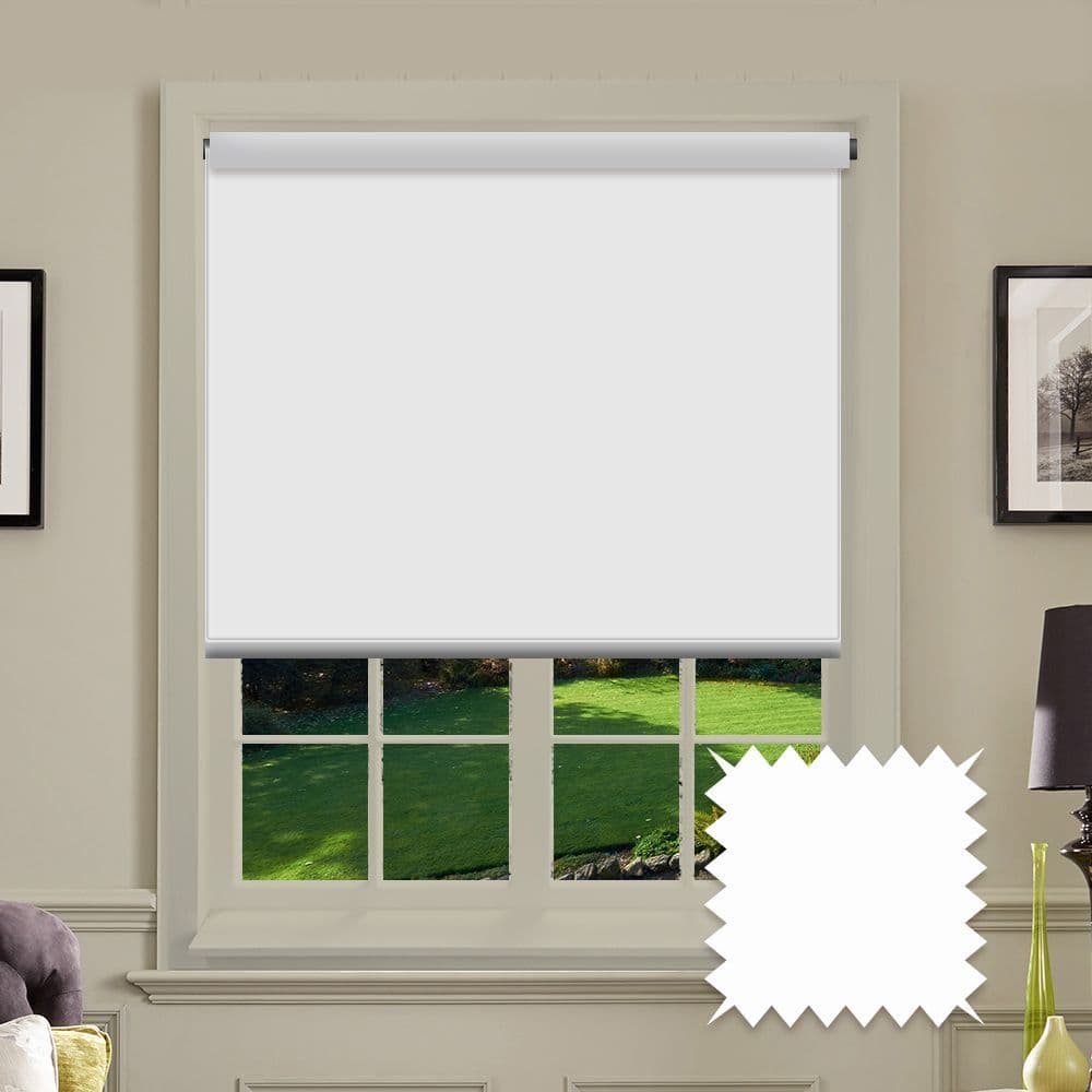 Blackout White Roller Blind - Como Bare