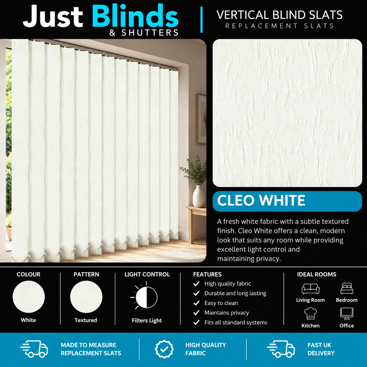 Cleo White Vertical Blind Slats - Senna template