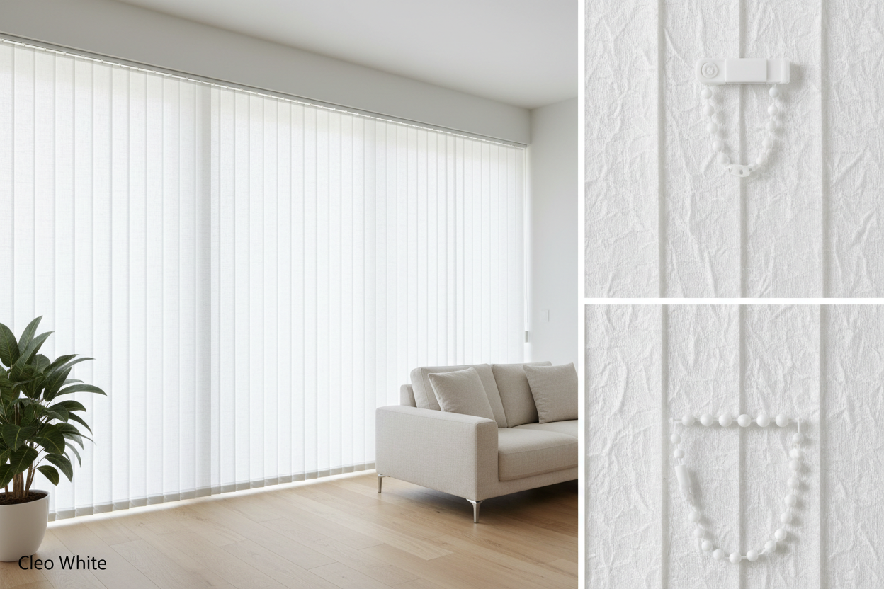Cleo White Vertical Blind Slats (89mm)
