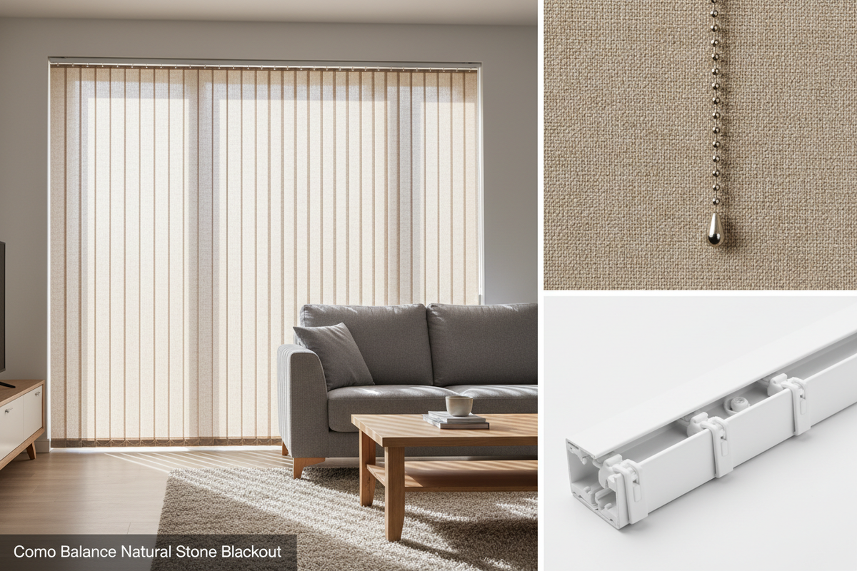 Como Balance Natural Stone Blackout Vertical Blind Slats
