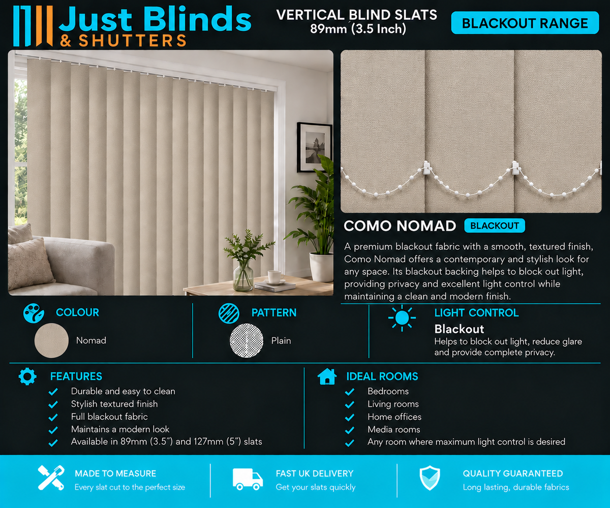 Como Nomad Blackout Vertical Blind Slats 89mm