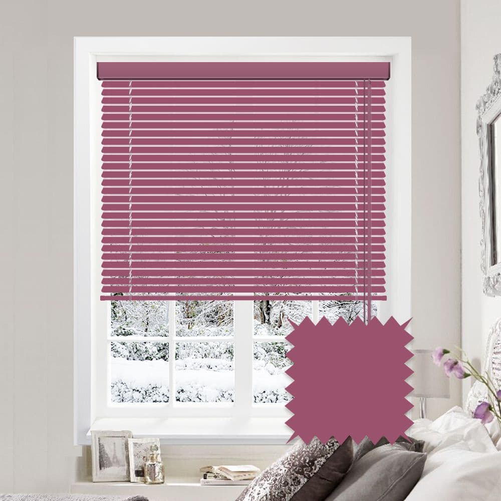 Dark Pink  Silk  Textured Aluminium venetian blind in Beryl