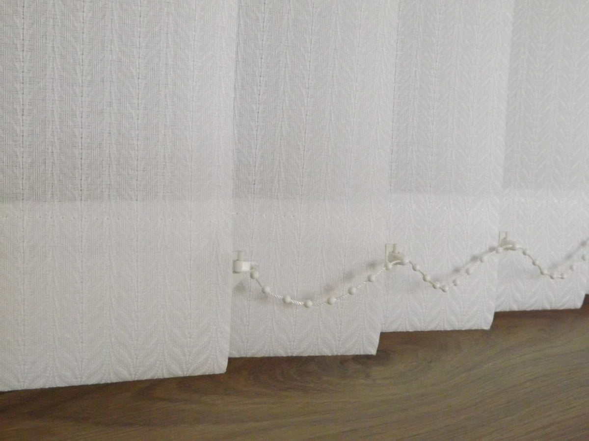 Featherweave White vertical blind fabric close-up
