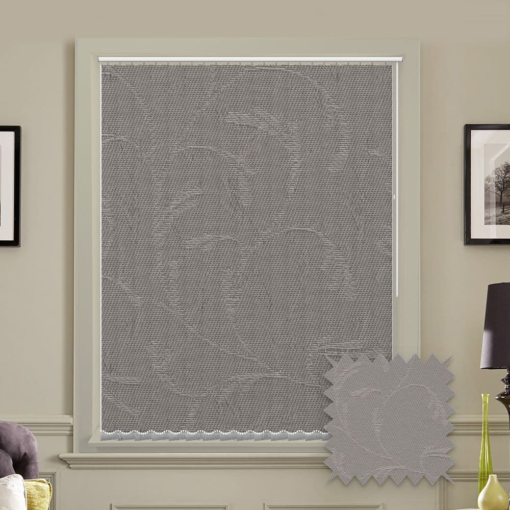 Fleur Shadow Grey prestige replacement louvres /slats for vertical blinds 3.5" (89mm)