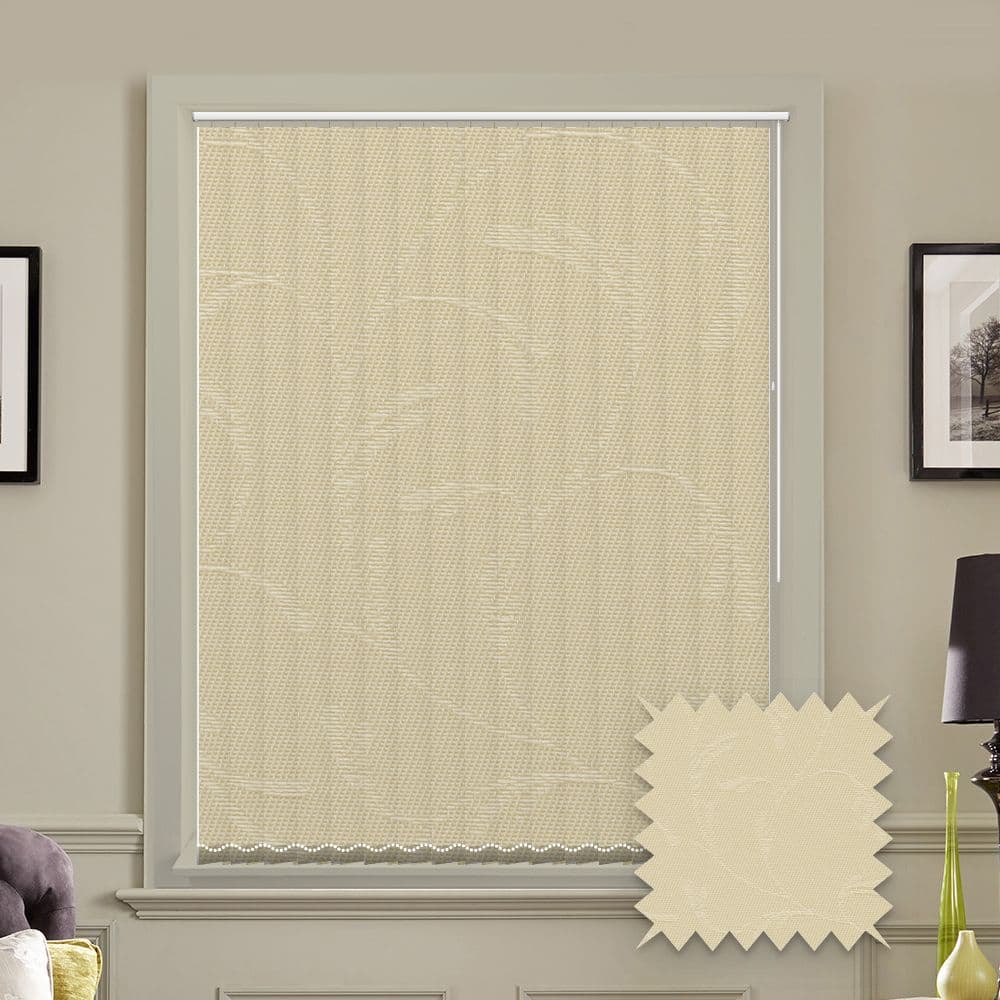 Fleur Vanilla Cream prestige replacement louvres /slats for vertical blinds 3.5" (89mm)