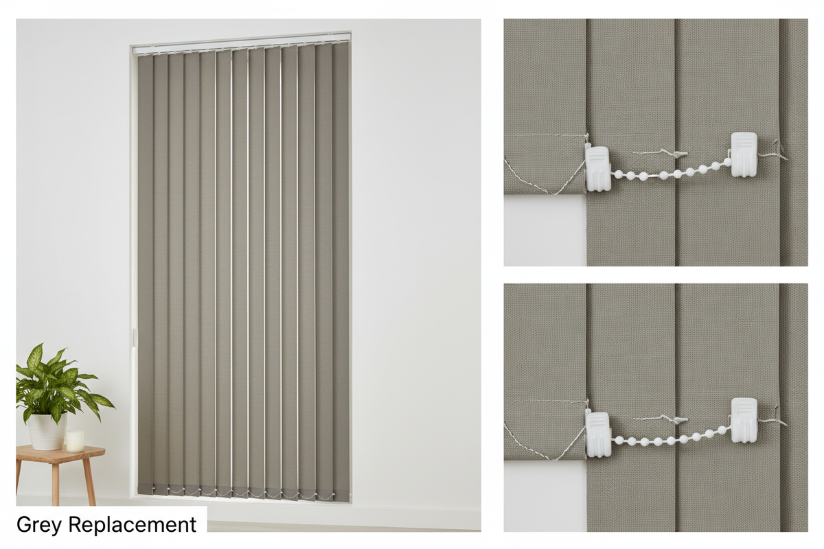 Senna Shadow Grey Vertical Blind Slats (89mm)