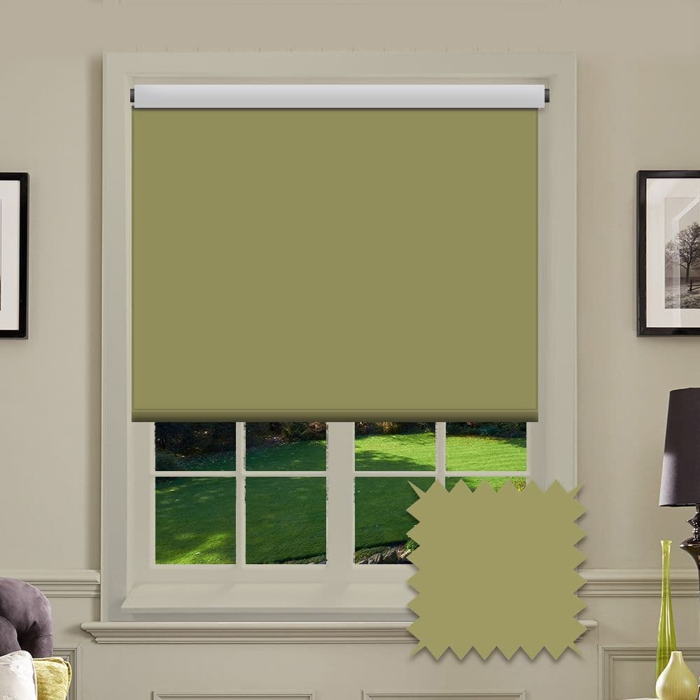 Light Green Plain Roller Blind in Carnival Willow FR / Antibacterial fabric