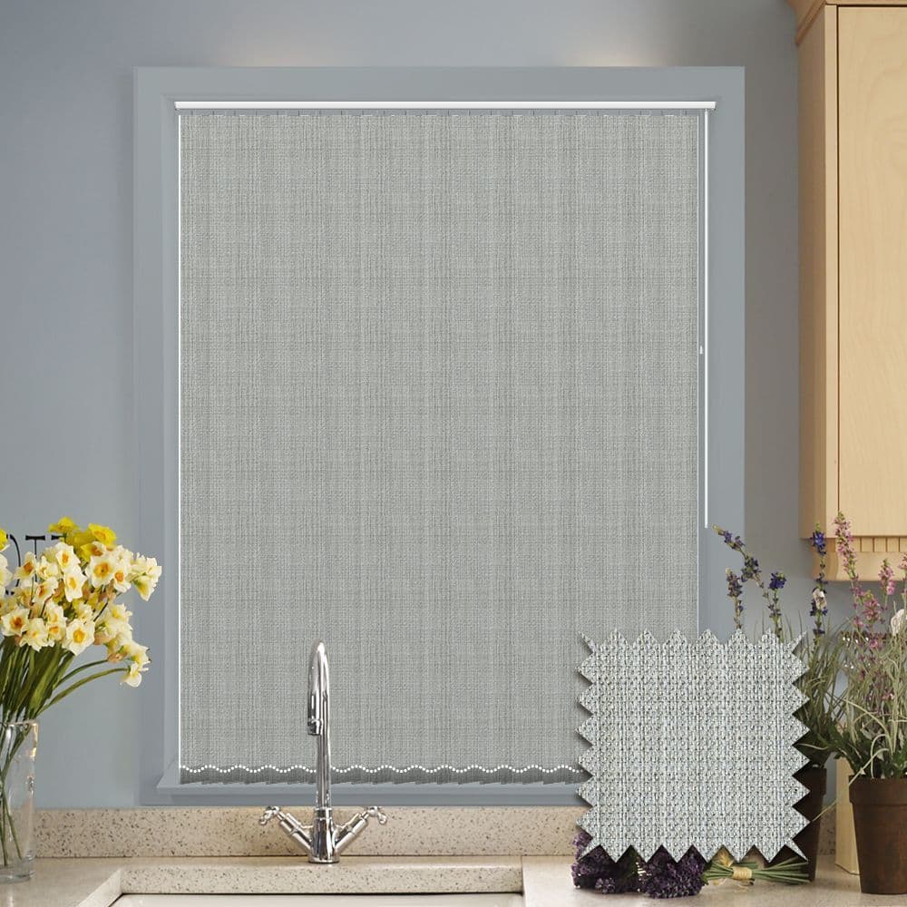 Light Grey Made to Measure Vertical Blinds in Oslo Silver fabric