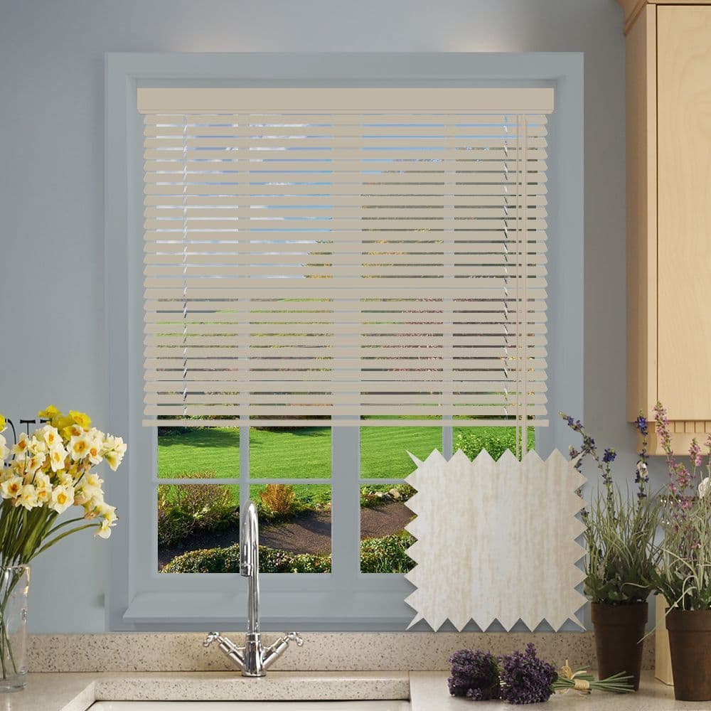 Limed White Wood Look Aluminium venetian blind
